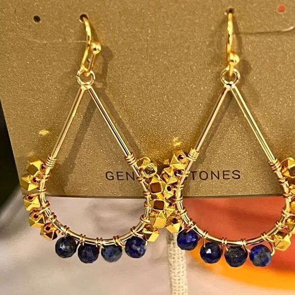 NWT Barse Genuine Stones Lapis Drop Earrings #BJER - Picture 5 of 7